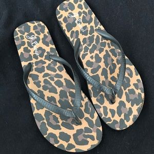 J Crew Leopard flip-flops
